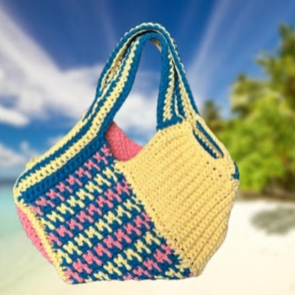 Handmade crochet beach summer tote market bag
